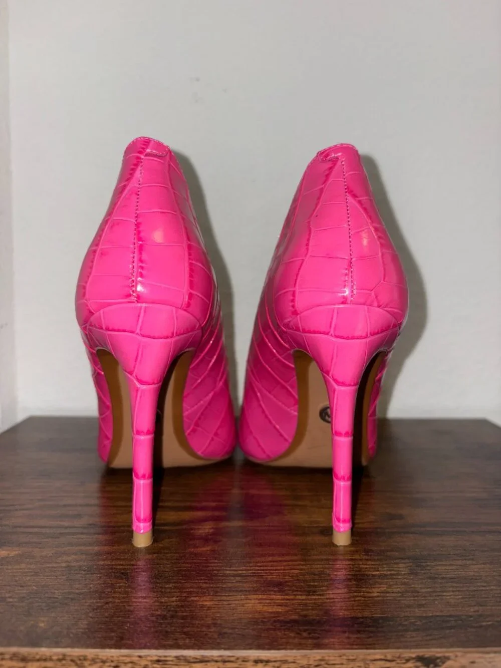 Pink Michael Kors Keke Crocodile Embossed Leather Pumps